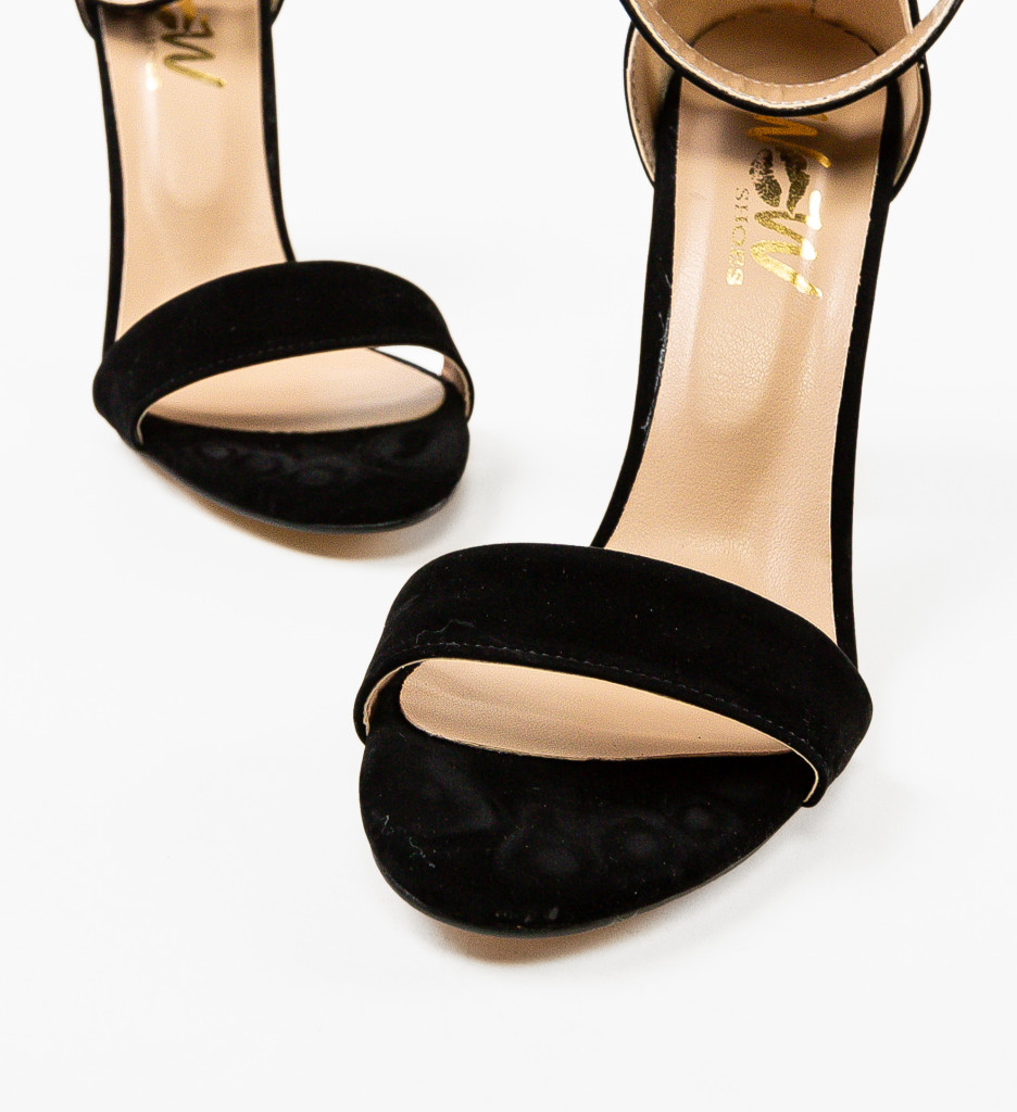 Sandale Hustony Negre cu Toc Elegant - imagine 5
