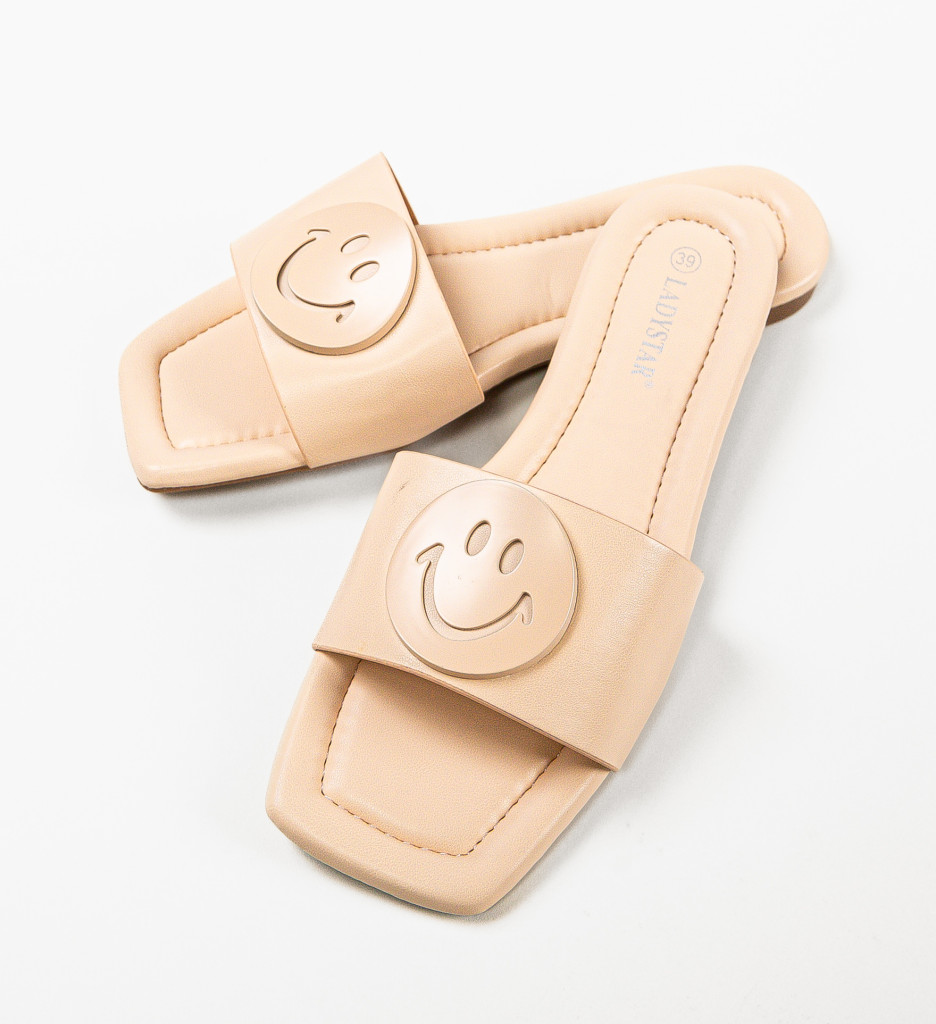 Papuci Dama Bej Confortabili - Sandale Elegante - imagine 8