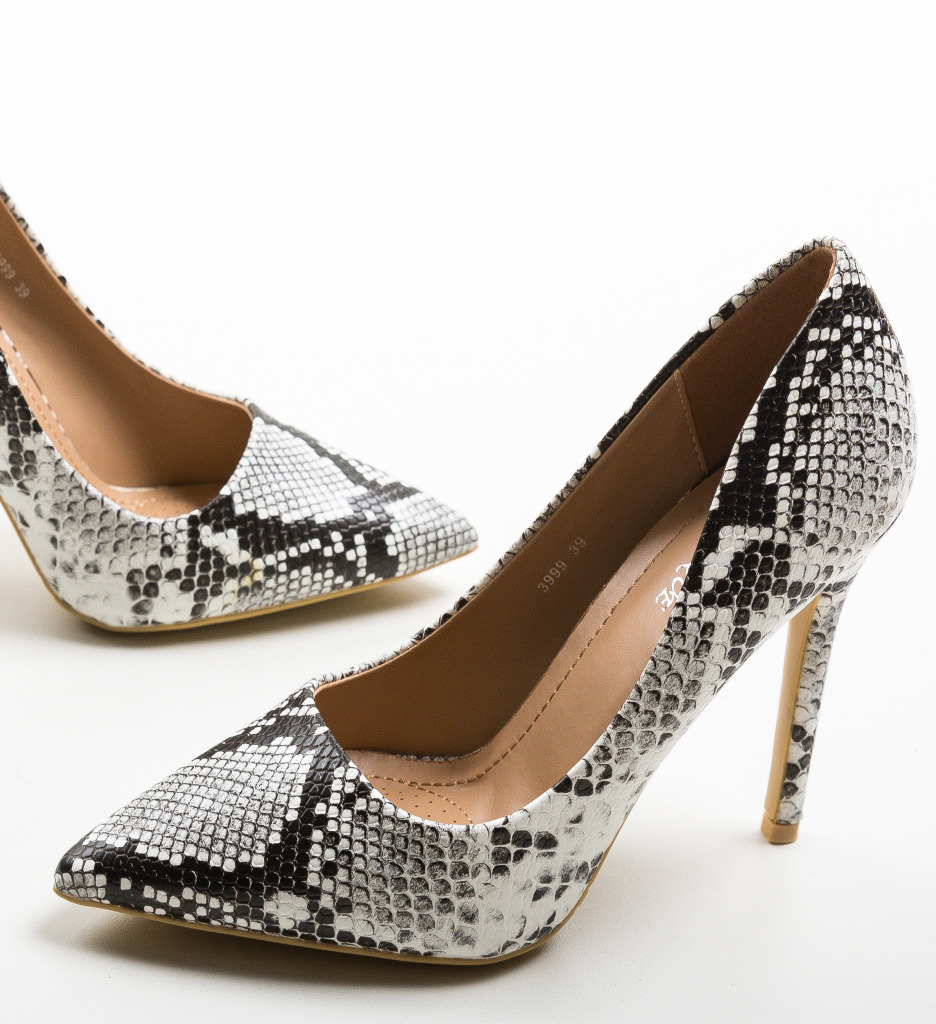 Pantofi Fear Albi cu Toc Eleganți - imagine 7