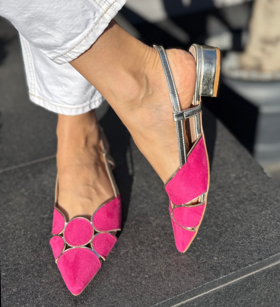 Pantofi dama Xquenda Fuchsia cu toc elegant - imagine 2