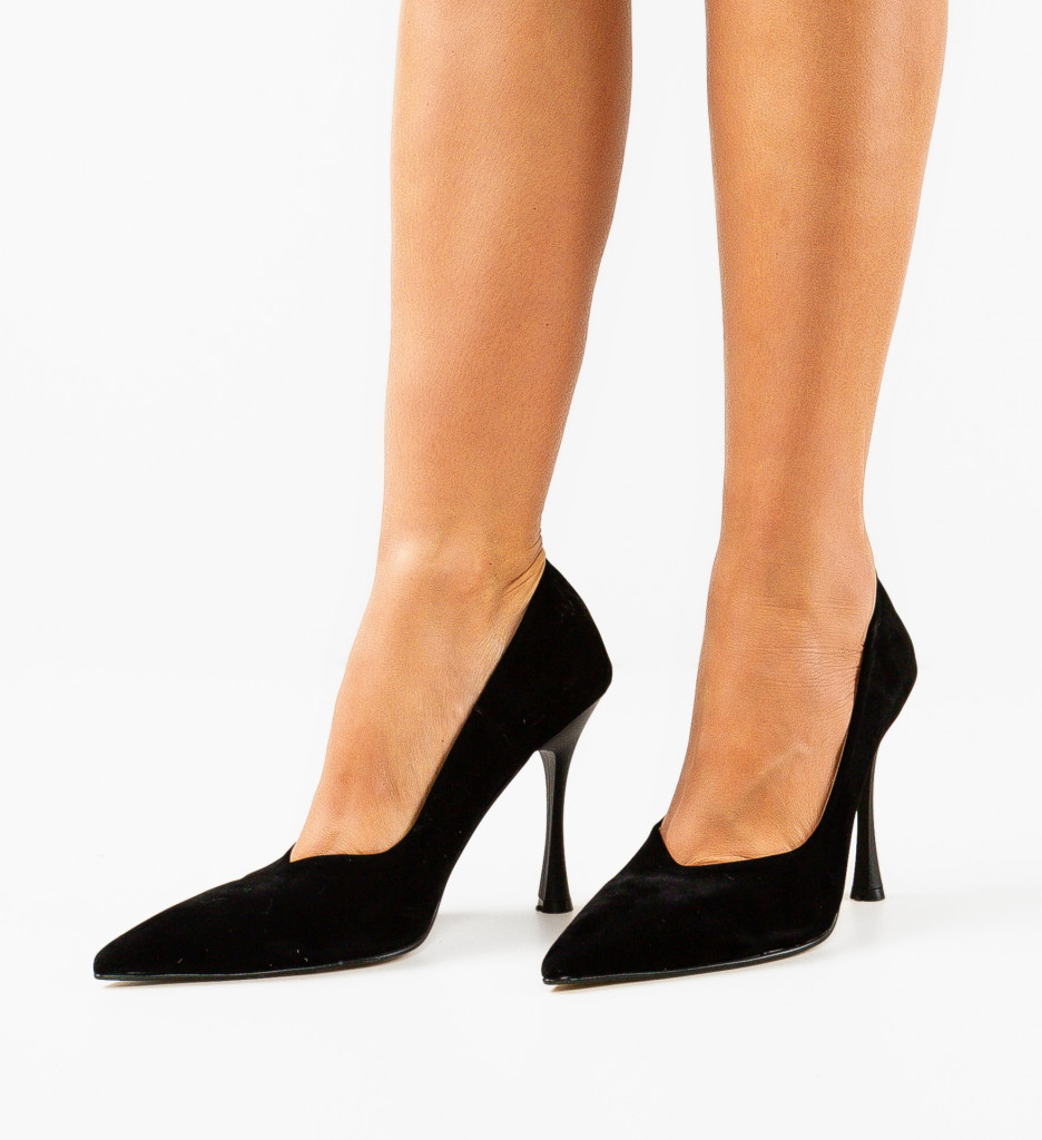 Pantofi cu Toc Eleganți Limoncelo Negri - imagine 2