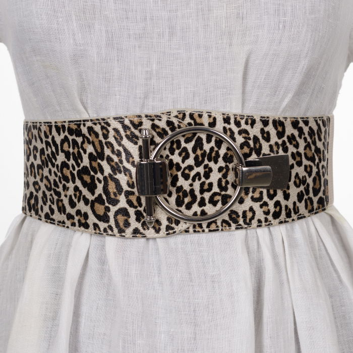 Curea elastică Shopika animal print | Bej