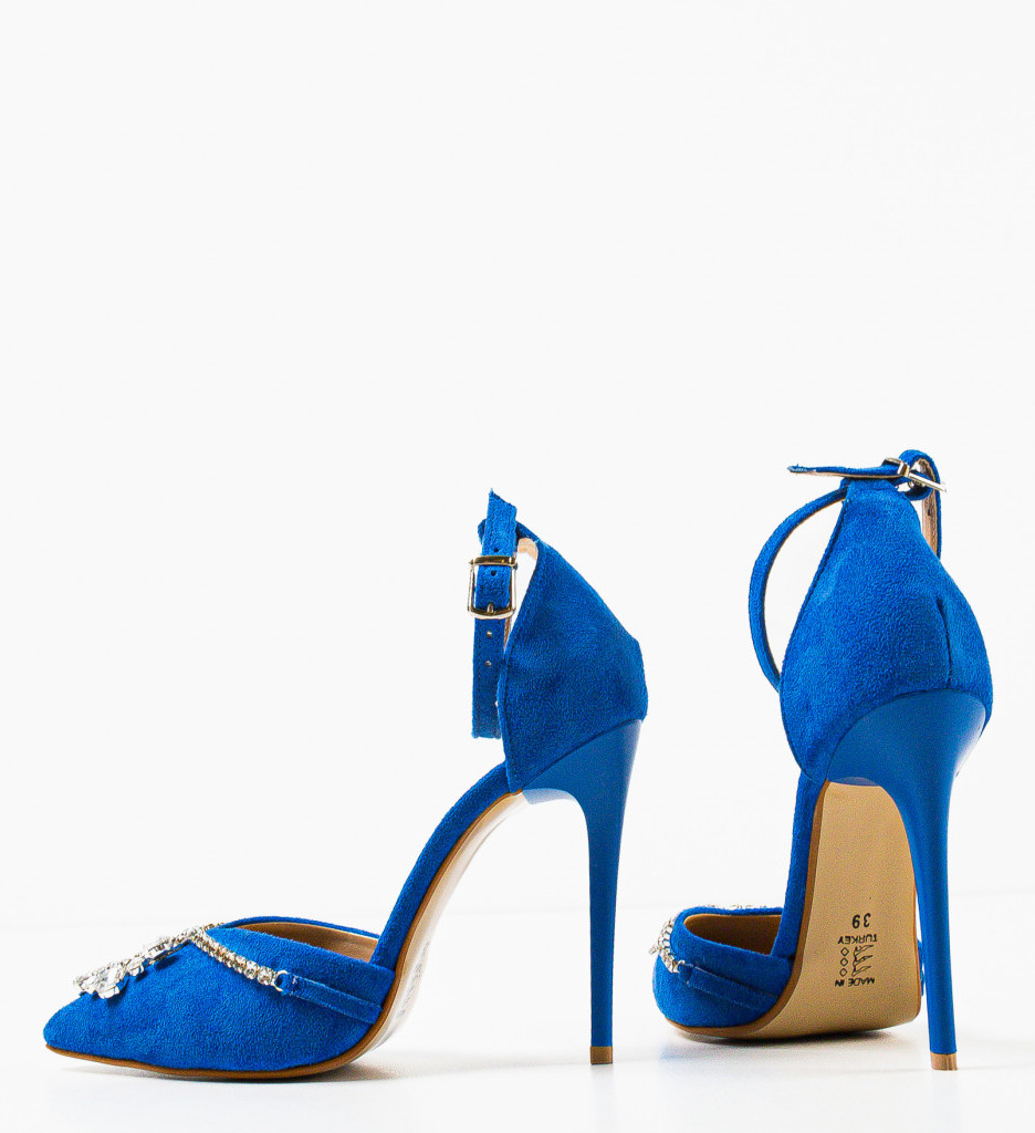 Pantofi dama Alabyna albastri cu toc elegant - imagine 4
