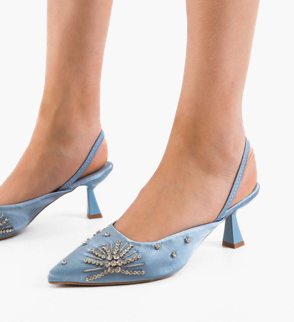 Pantofi dama Betsy Albastri cu toc elegant - imagine 3