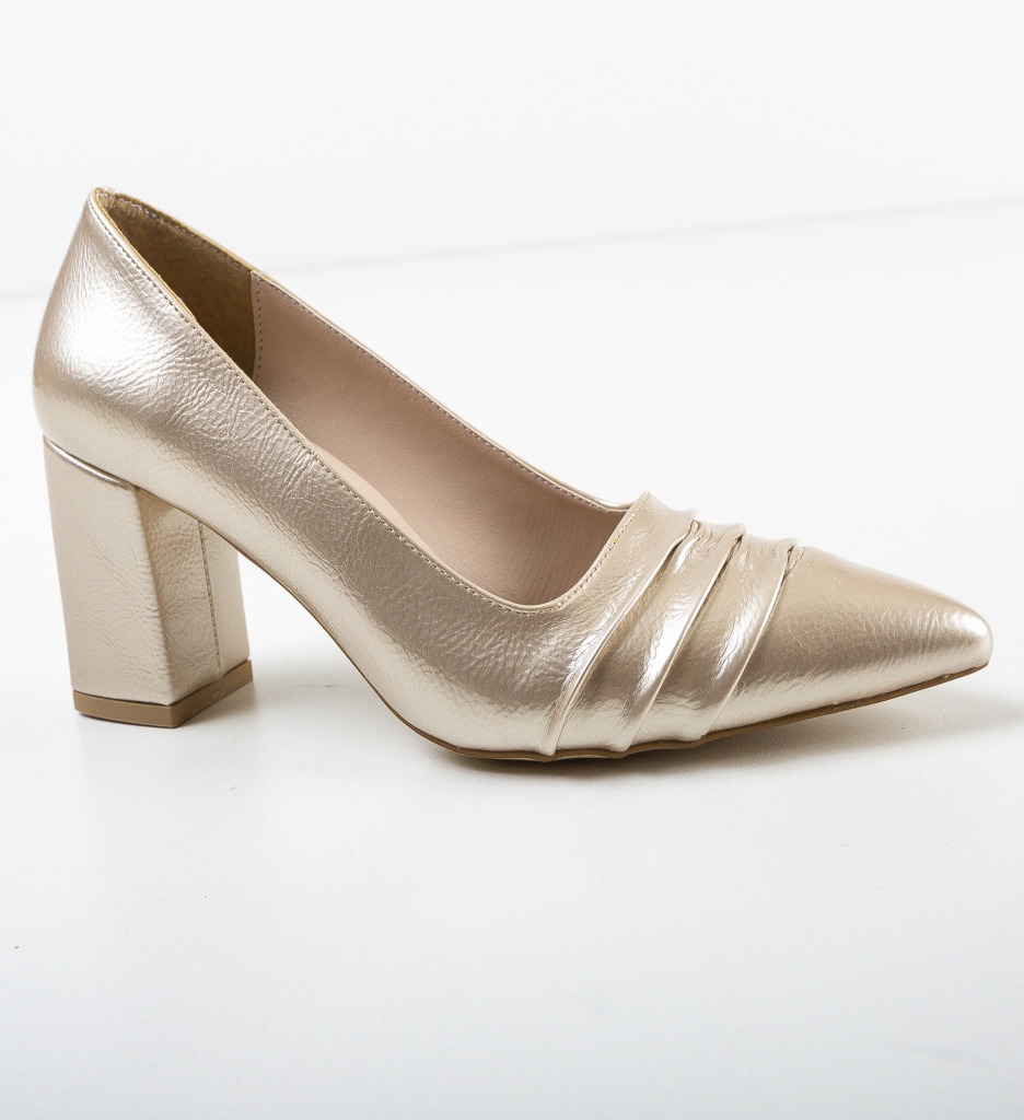 Pantofi Ierta Aurii Eleganți cu Toc - imagine 5