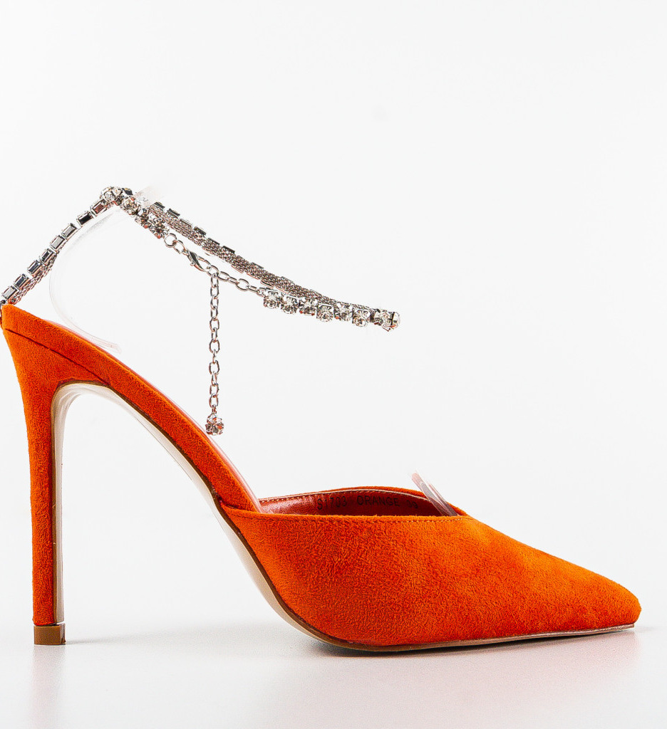 Pantofi Jole Portocalii cu Toc Eleganți - imagine 5