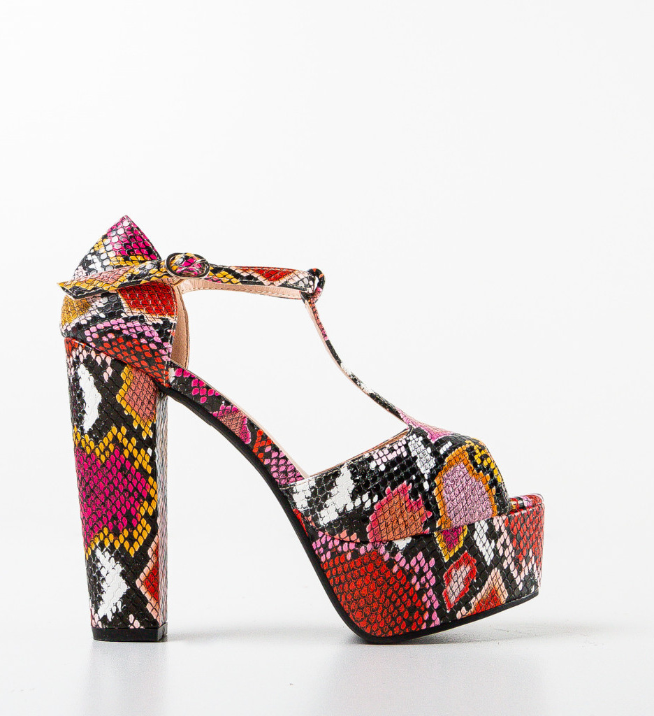 Sandale Dama Decker Rosii cu Toc Elegante - imagine 3