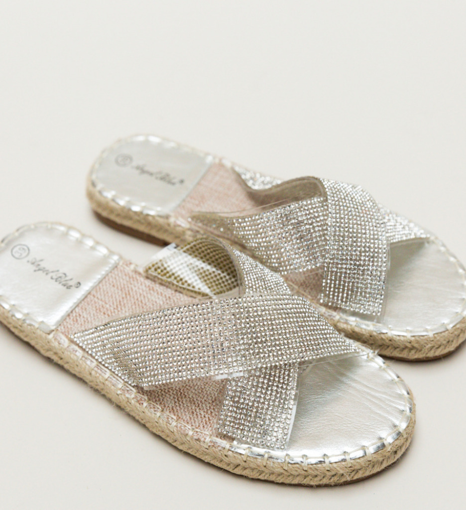 Papuci Baxter Argintii | Sandale Confort - imagine 4