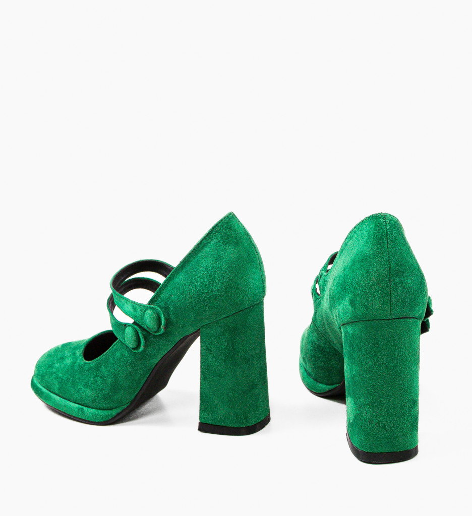 Pantofi Dama Verzi Vintage, Toc Elegant - imagine 6