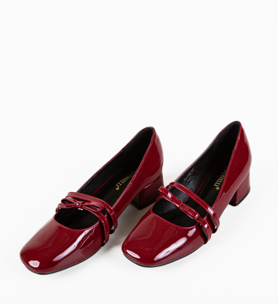 Pantofi Tospe Grena Eleganți cu Toc - imagine 6