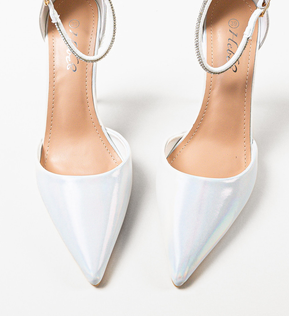 Pantofi dama Lyvya Argintii eleganti cu toc - imagine 6