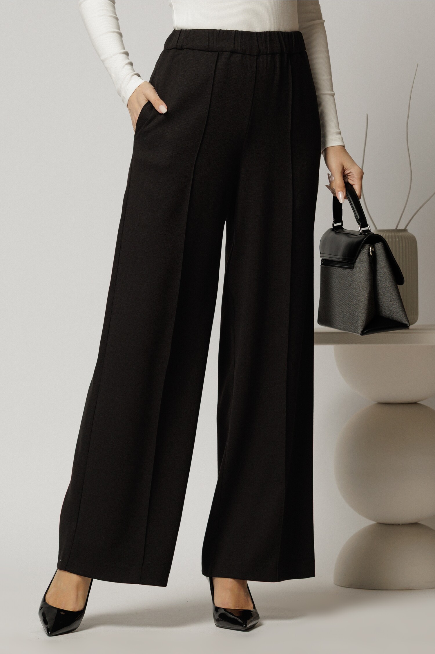 Pantaloni DY Fashion Negri cu Croi Lejer