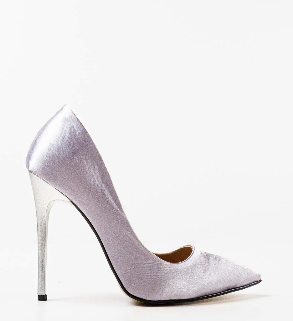 Pantofi Dama Damasa Gri cu Toc Eleganți - imagine 4