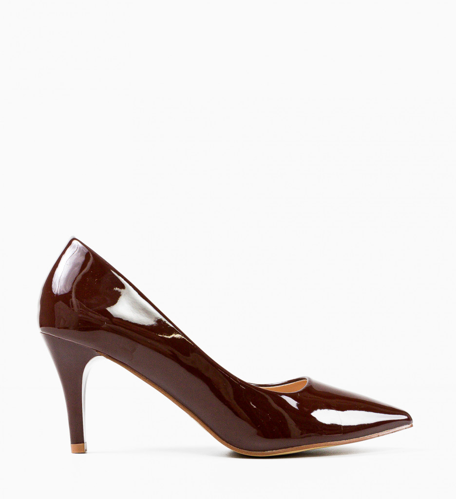 Pantofi Plevna Maro Eleganți cu Toc - imagine 5