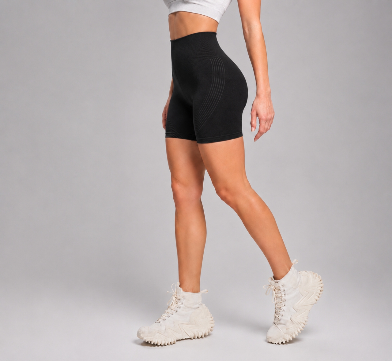 Pantaloni Scurți Sport Seamless Push-Up Marquise, Negru