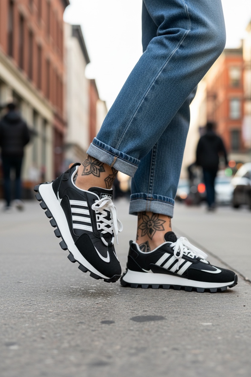 Adidasi dama casual  alb cu negru   LA249 t5-2
