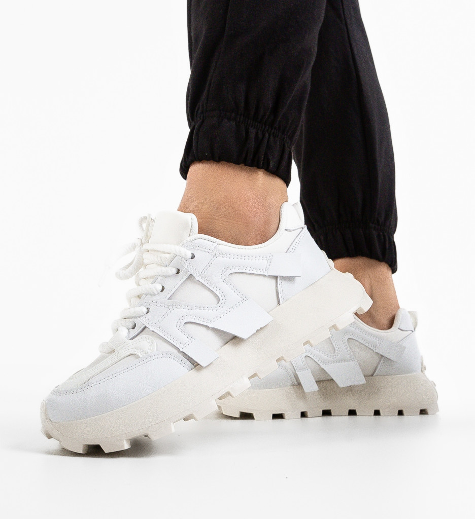 Sneakers Dama Broskmas Albi | Confort & Stil - imagine 2