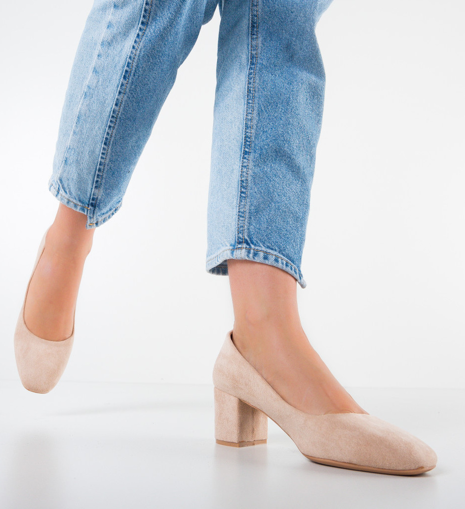 Pantofi Dalex Nude cu Toc Eleganți - imagine 3