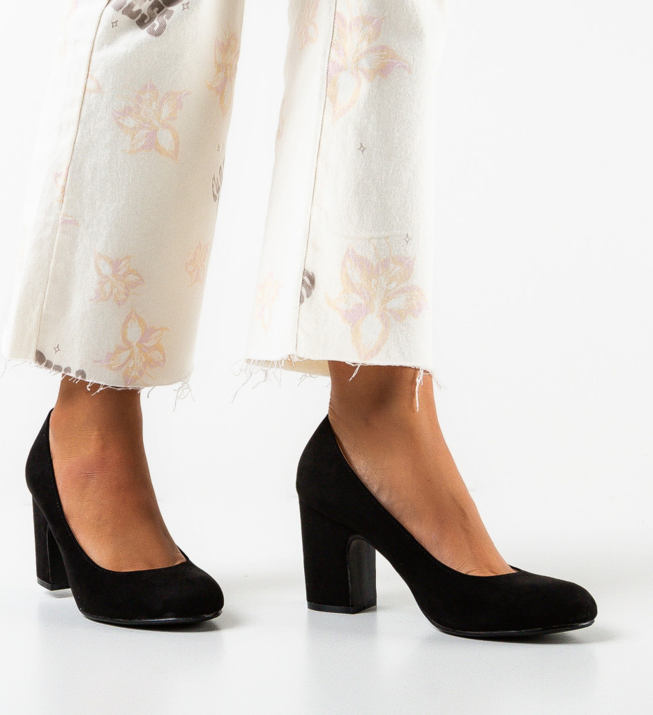 Pantofi Lenno Negri cu Toc Elegant - imagine 3