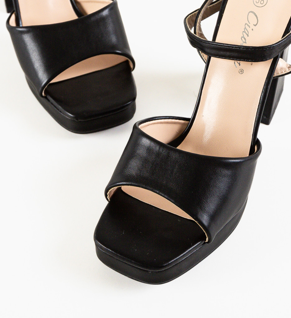 Sandale cu Toc Johnna Negre | Eleganță și Stil - imagine 5