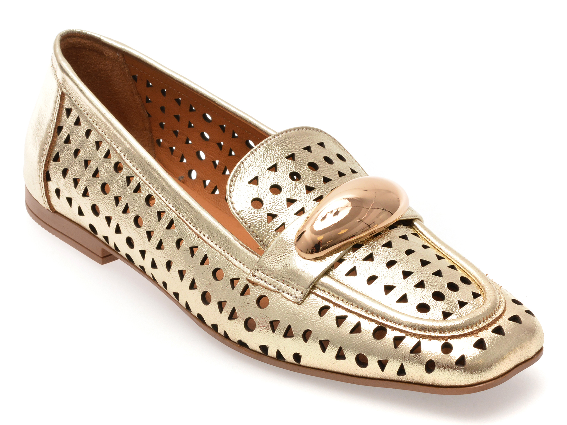 Mocasini IMAGE Aurii din Piele | Eleganță Asigurată
