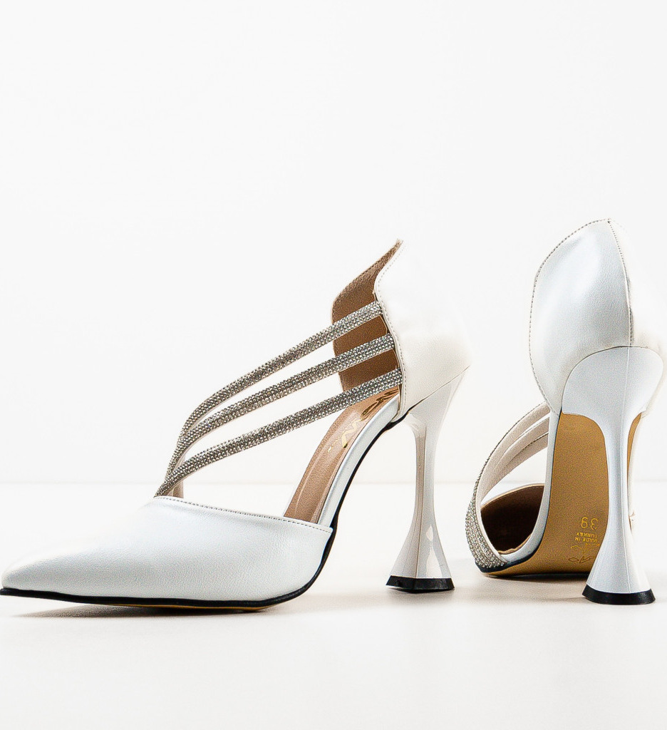 Pantofi Egeptam Albi Eleganți - imagine 7