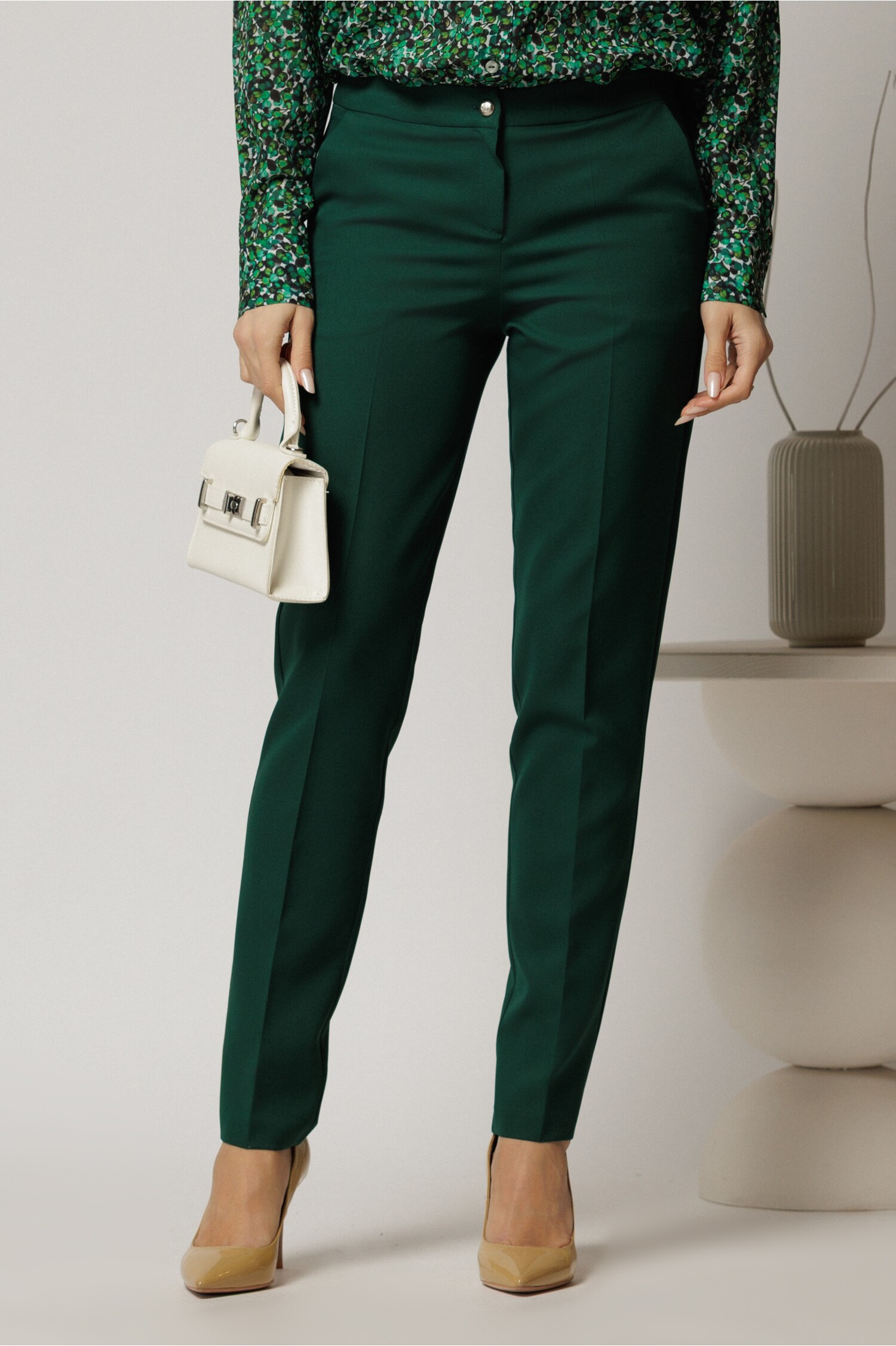 Pantaloni Dama Office Verzi Croi Conic Elegant