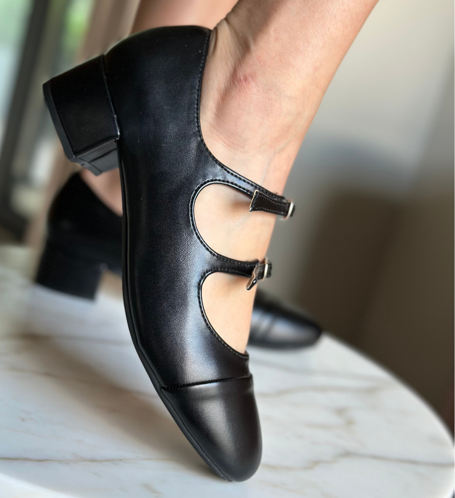 Pantofi Jordan Negri Eleganți - Toc Înalt