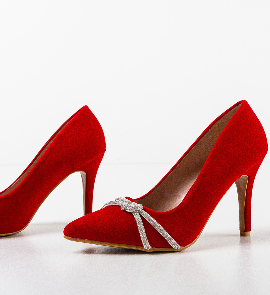 Pantofi Dama Rosii cu Toc Eleganți - imagine 6