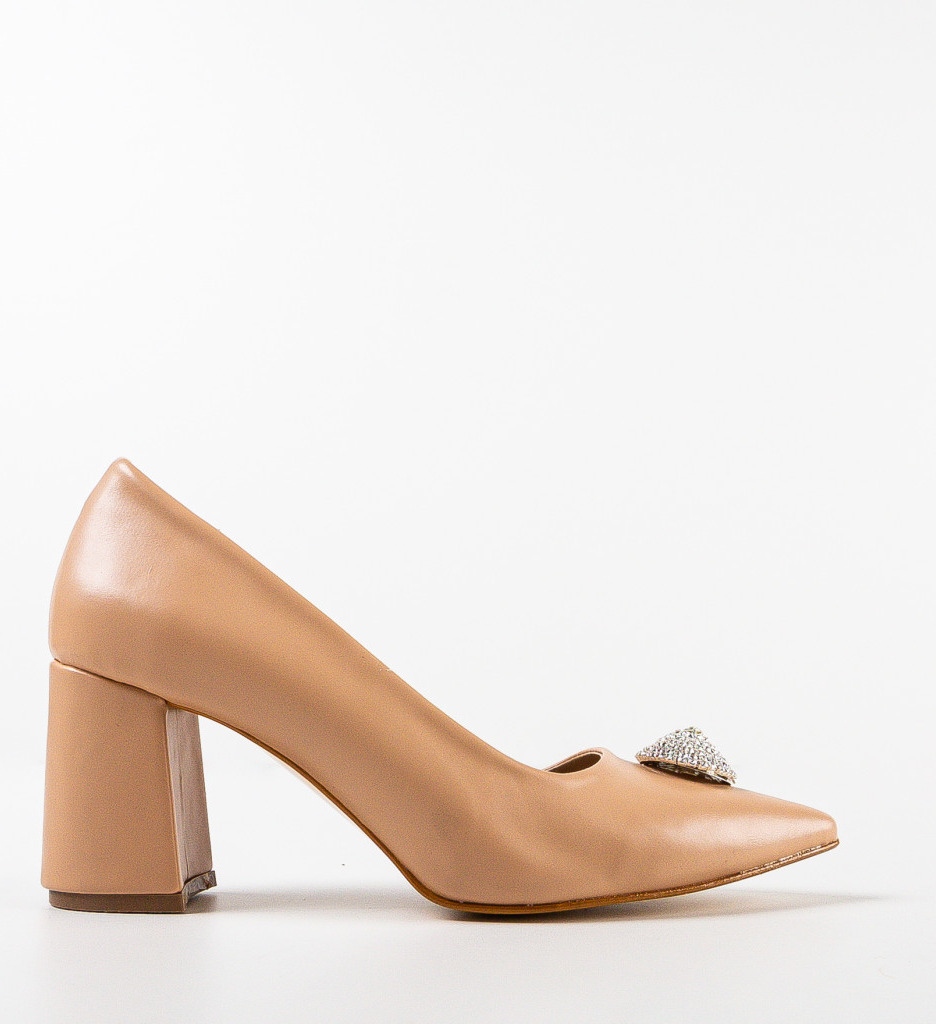 Pantofi Helsink Bej cu Toc Eleganți - imagine 5