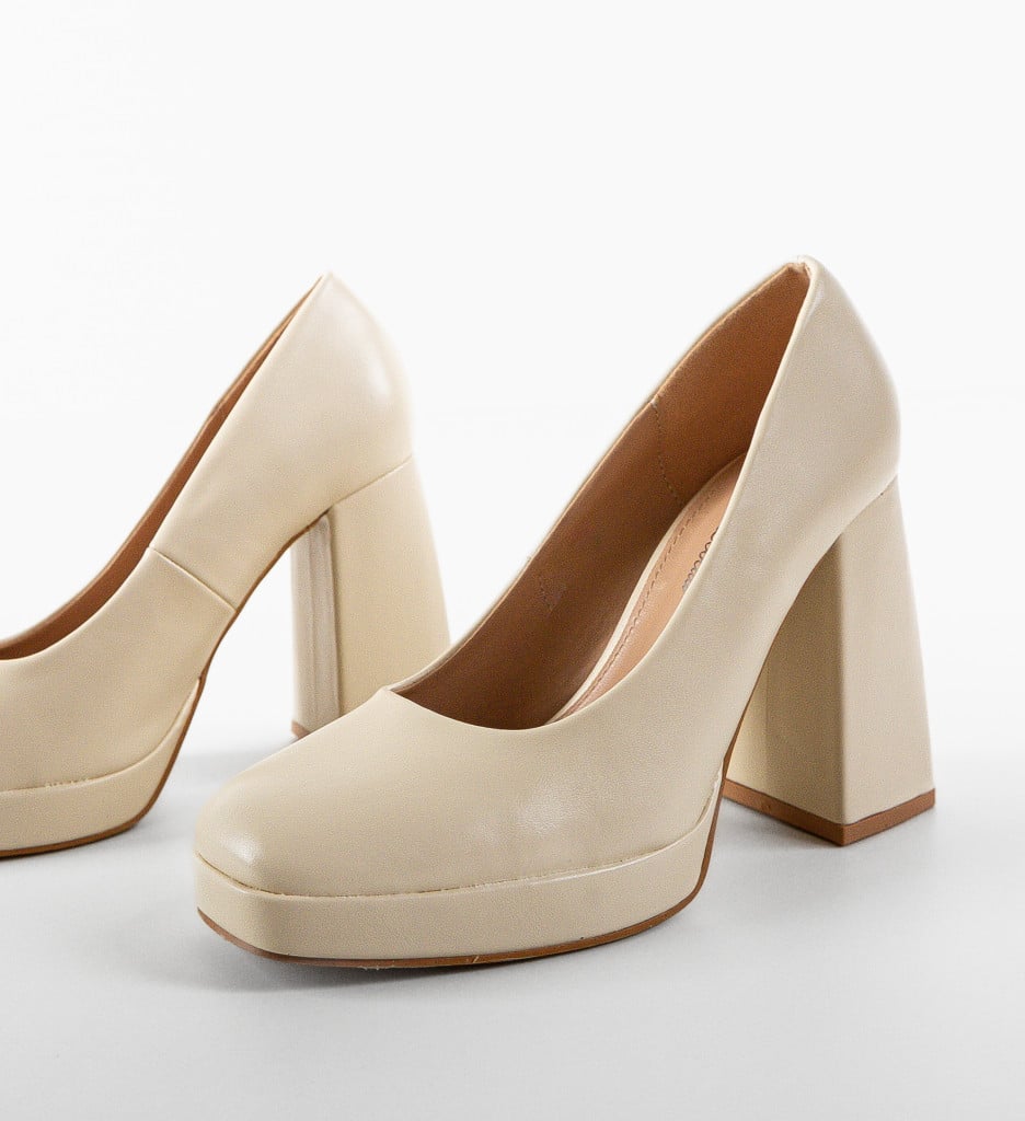 Pantofi Dama cu Toc Eleganti - Model Bej - imagine 9