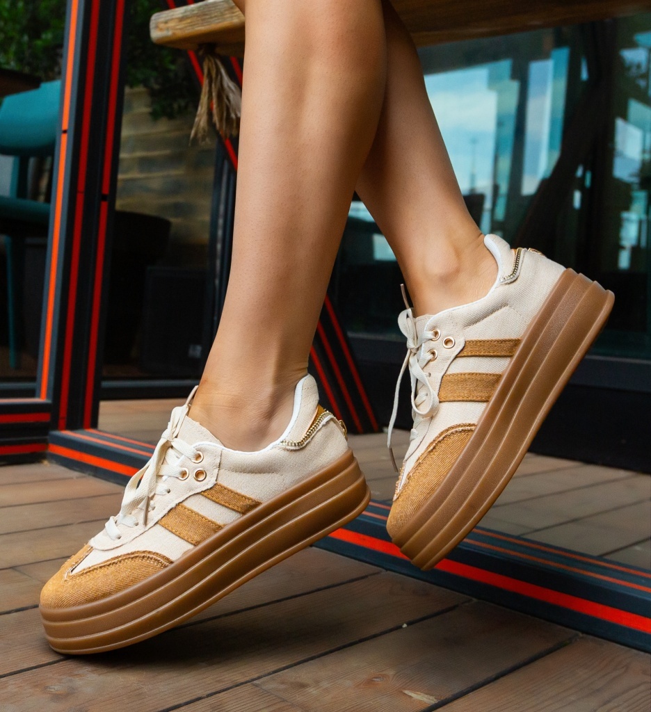 Sneakers Dama Zyla Bej - Confort și Stil Urban - imagine 2