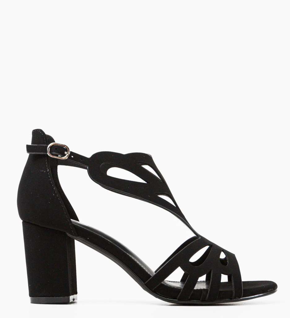 Sandale Bassam Negre Elegante cu Toc - imagine 3