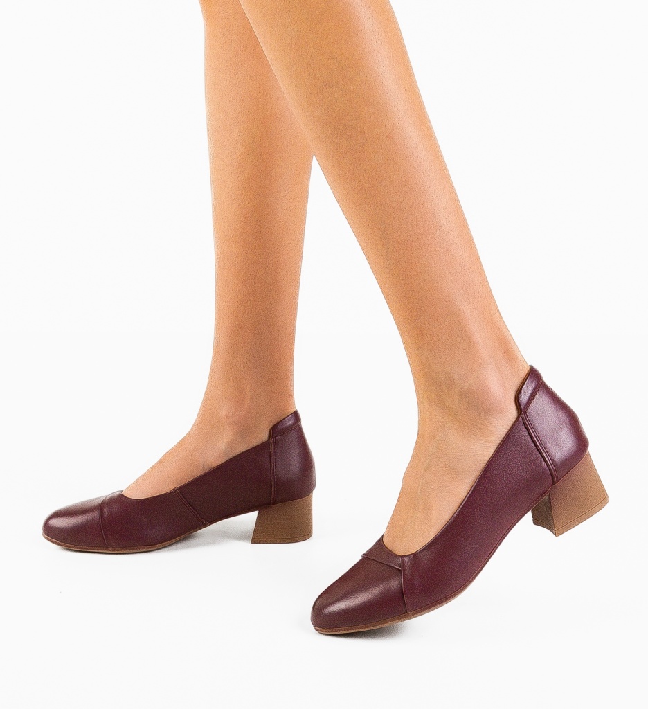 Pantofi Toc Grena Eleganți Dama