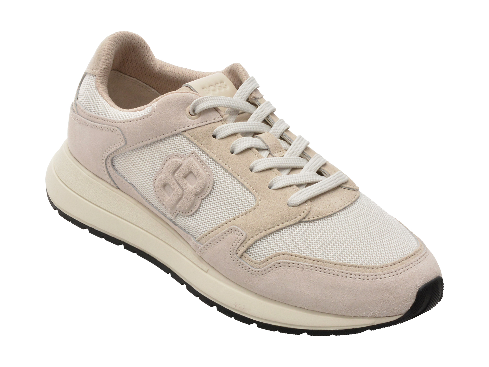 Pantofi Sport BOSS Barbati, Alb, Textil si Piele Naturala