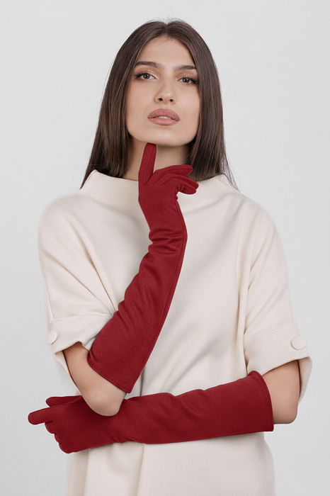 Mănuși Shopika catifelate roșii cu touchscreen