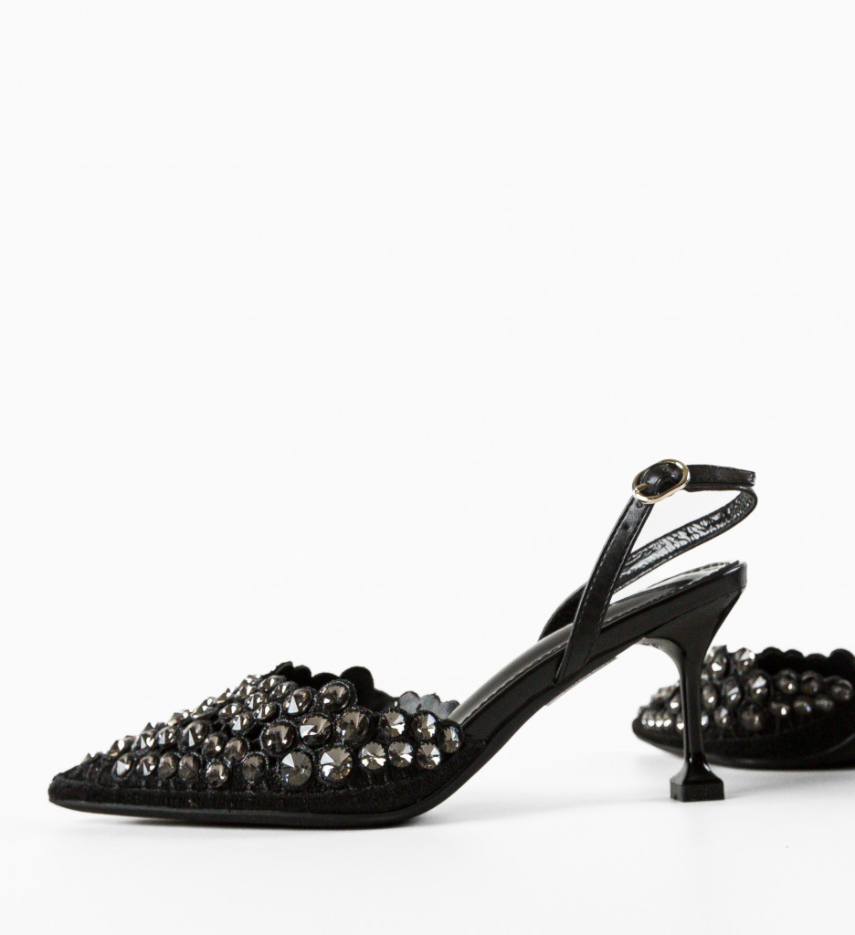 Pantofi Onix Negri Eleganți cu Toc Înalt - imagine 7