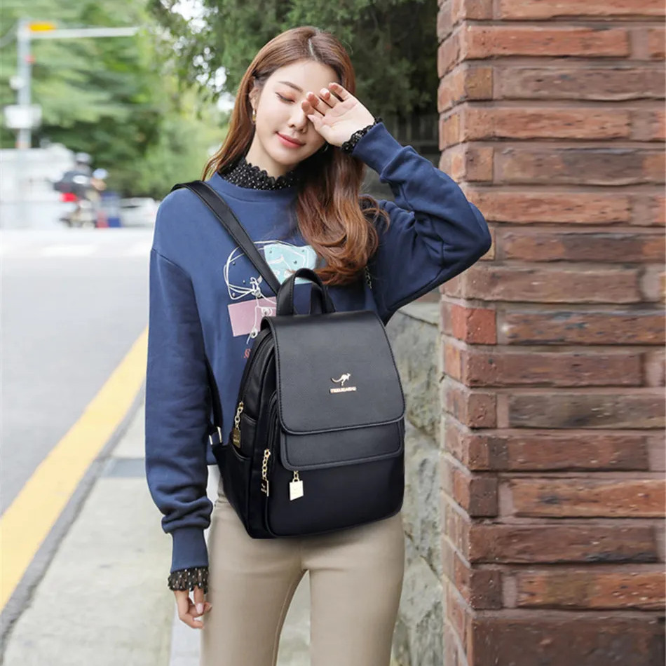 Rucsac dama Adelina GT968 negru, cu multe buzunare - imagine 6