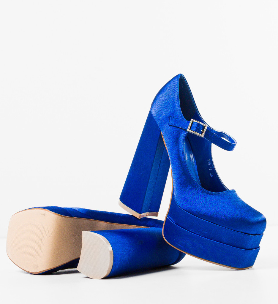 Pantofi Dama Appro Albastri cu Toc Eleganți - imagine 8
