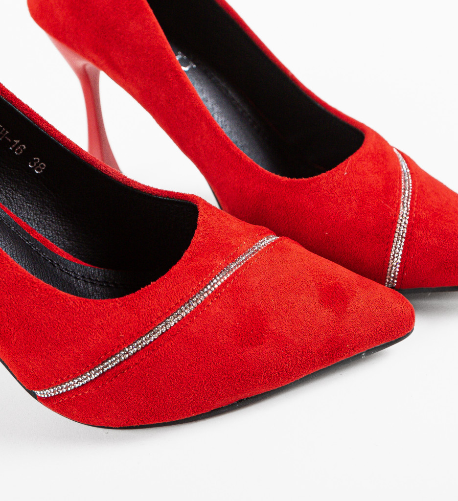 Pantofi Dama Shah Rosii cu Toc Eleganți - imagine 8