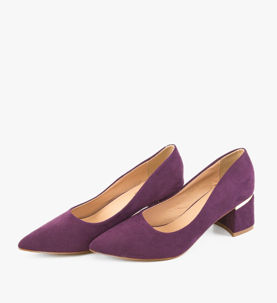 Pantofi dama Hazmelo Mov cu toc elegant - imagine 5