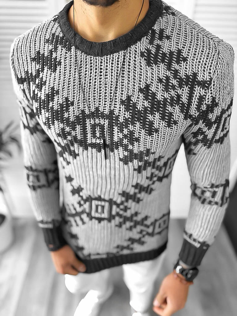 Pulover Barbati Slim Fit Gri - Stil Elegant