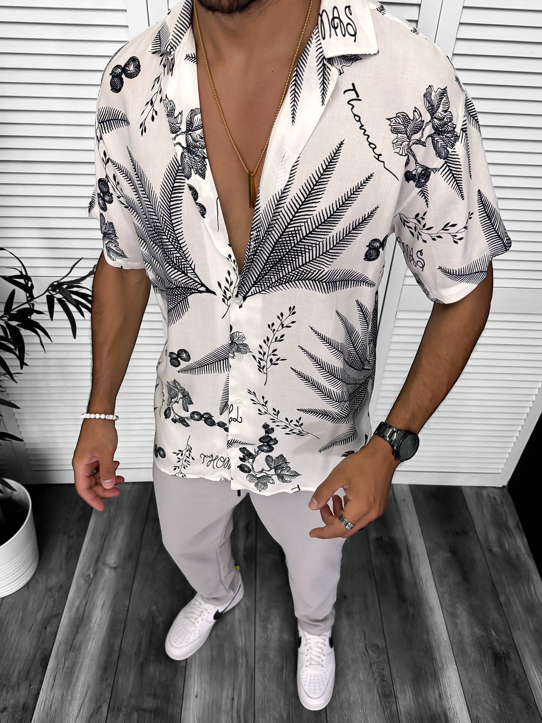 Cămasă Bărbat Vară Slim Fit în Bumbac