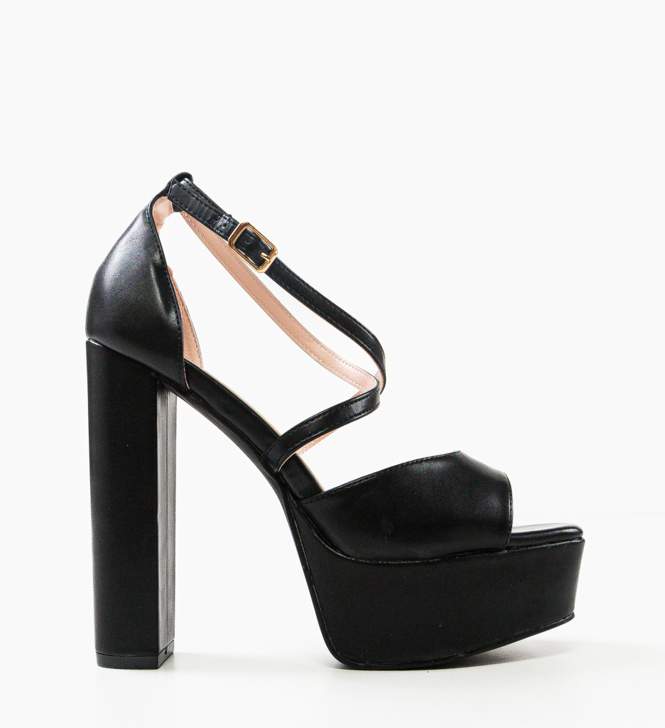 Sandale Stella Negre cu Toc Elegant - imagine 5