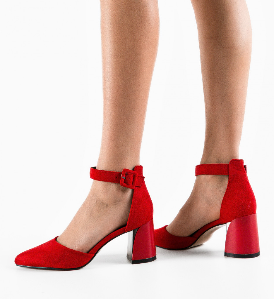 Pantofi Dama Gora Rosii cu Toc Eleganti - imagine 3