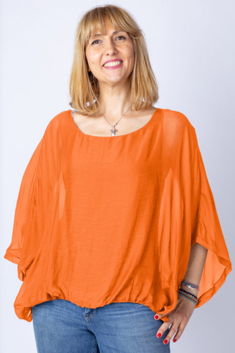 Bluza Portocalie Mătase Shopika | Eleganță și Confort