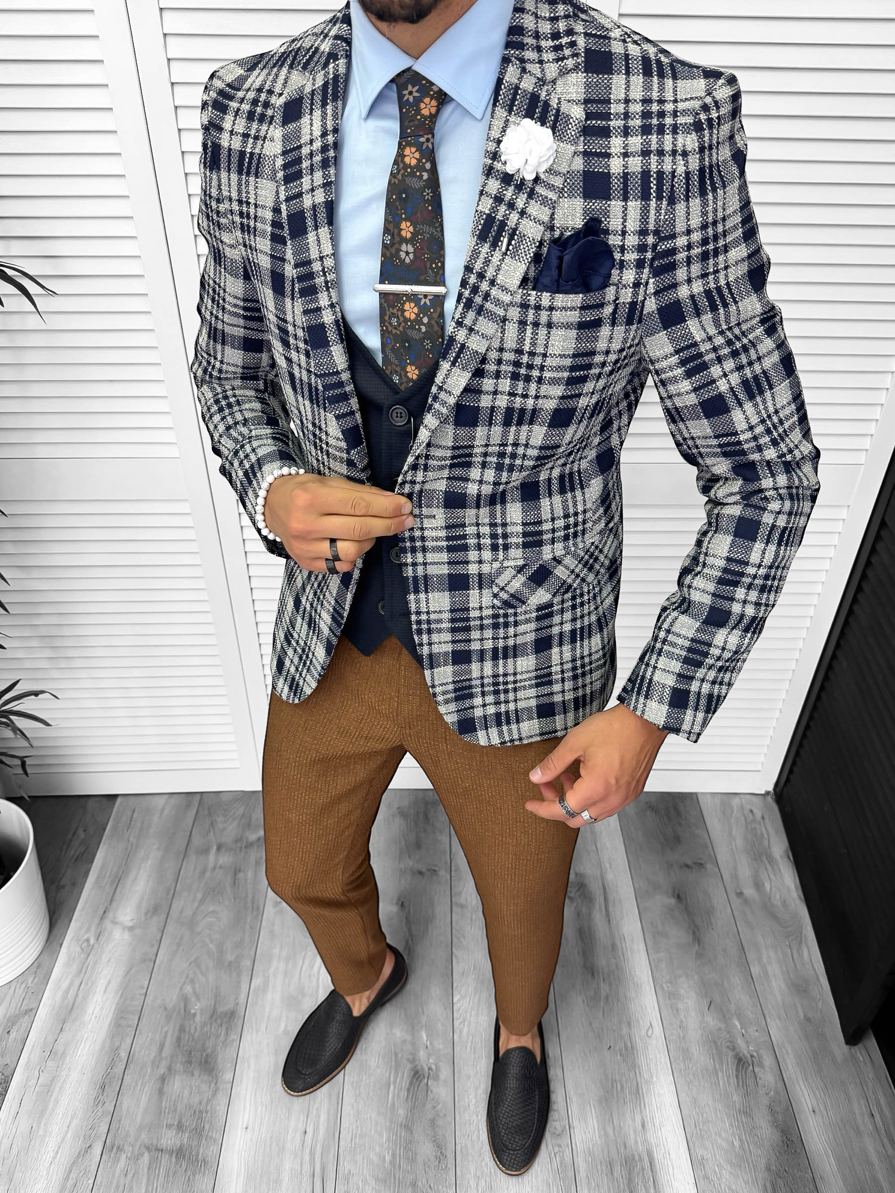 Sacou Barbati Slim Fit Bleumarin Elegant