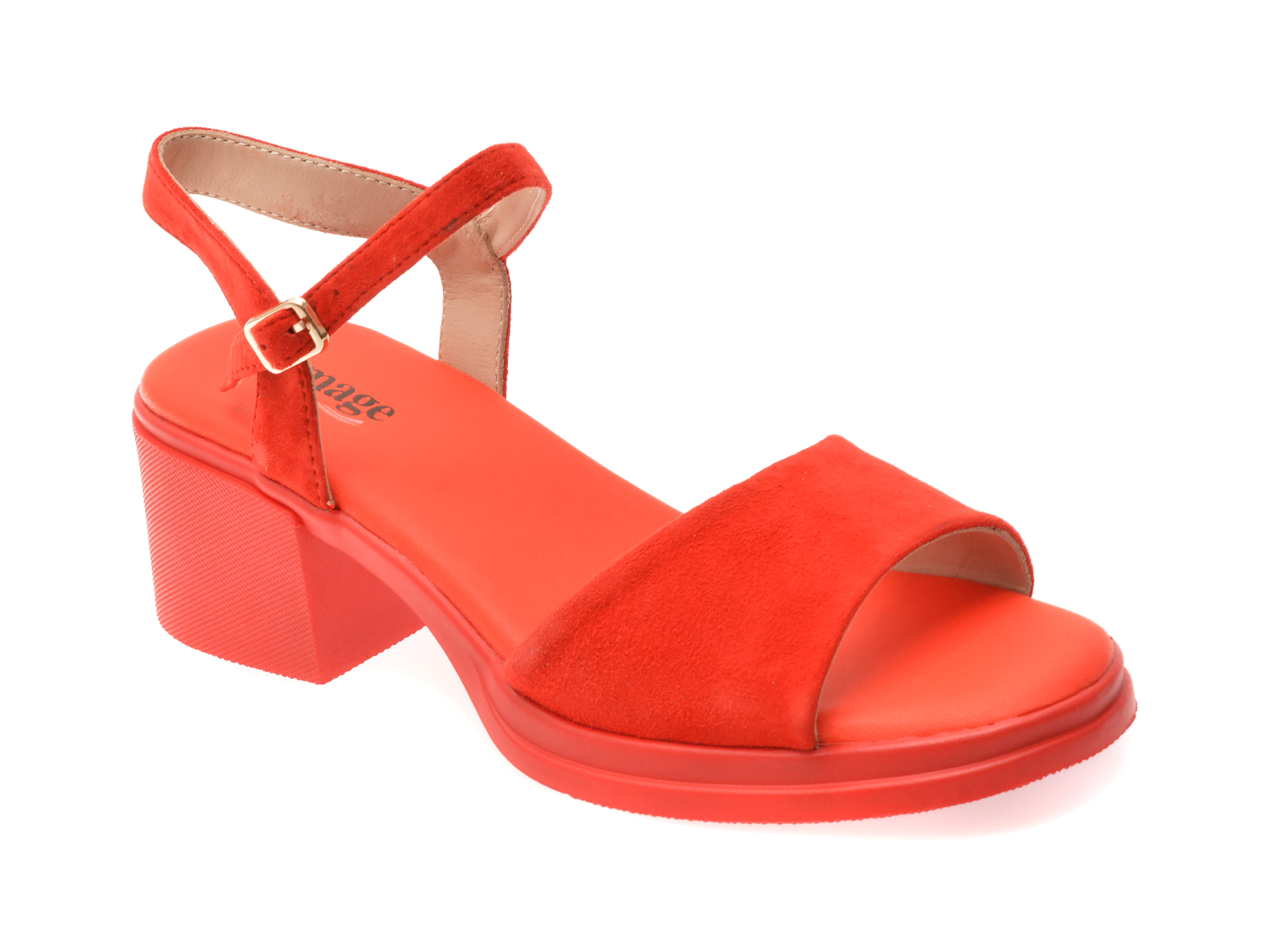 IMAGE Sandale Rosii Piele Intarsa - Stil si Calitate