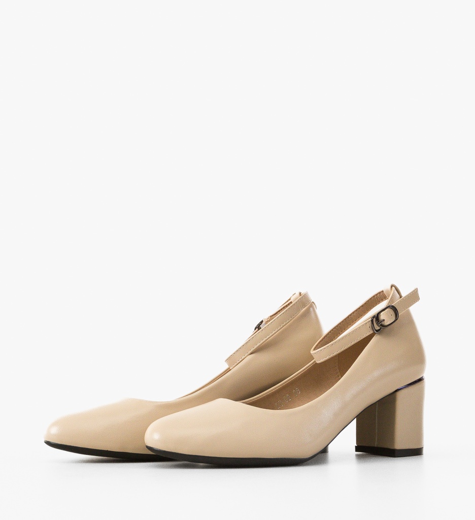 Pantofi Lallo Bej cu Toc Eleganți - imagine 3