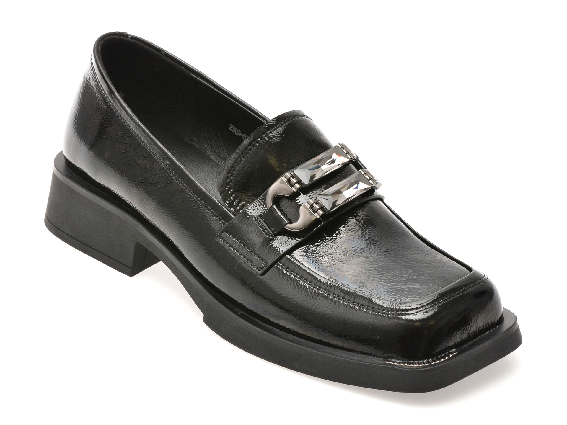 Mocasini EPICA negri din piele lacuită